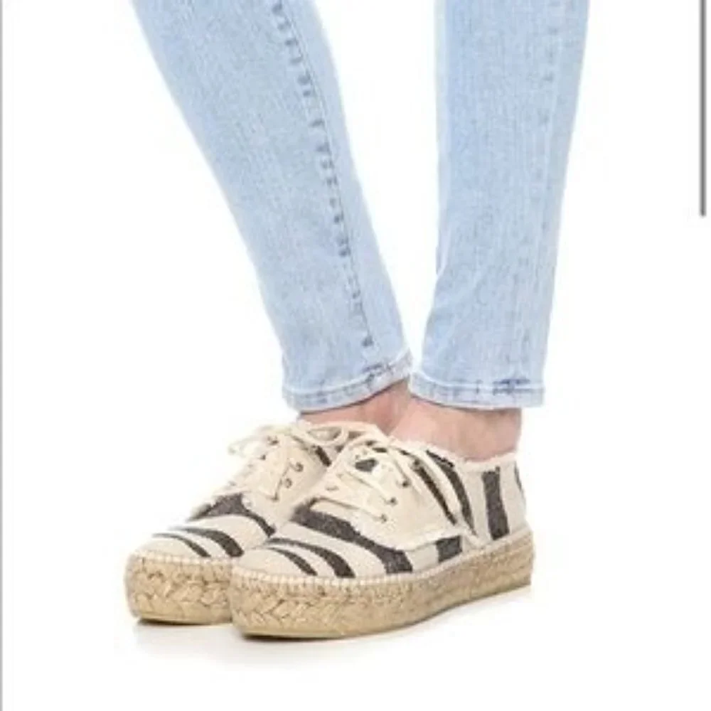 Loeffler Randall Alfie Espadrille Sneaker Womens Off White Black Size 8.5 US
